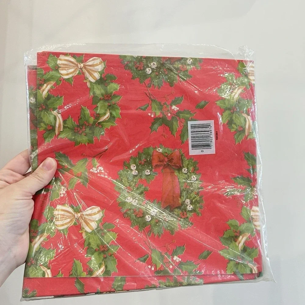 VTG Artfaire Christmas‎ Gift Wrapping Paper 1960's Kmart 100 Sq Ft Elves Santa